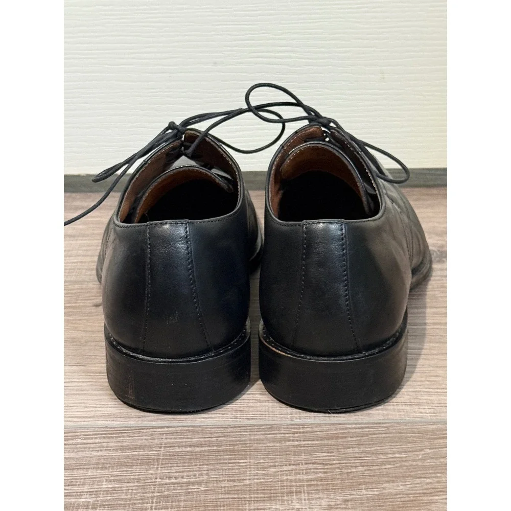 Johnston & Murphy Mens Black Leather‎ Square Bicycle Toe Oxford Dress Shoes 11.5